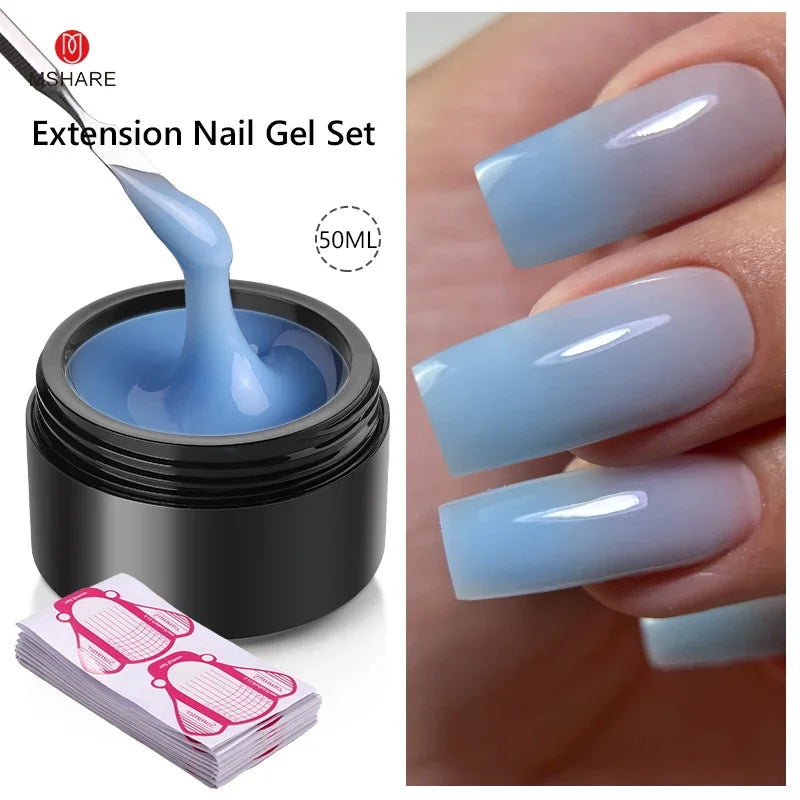 MSHARE 50ML Self Leveling Extension Nail Gel Set UV Led Construction Gel For Manicure Extend French Nail Art Build Nail - Merit Sell