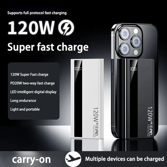 OnePlus 200000mA High Capacity Power Bank 120W Super Fast Charging Battery LED Digital Display Powerbank For Xiaomi Iphone