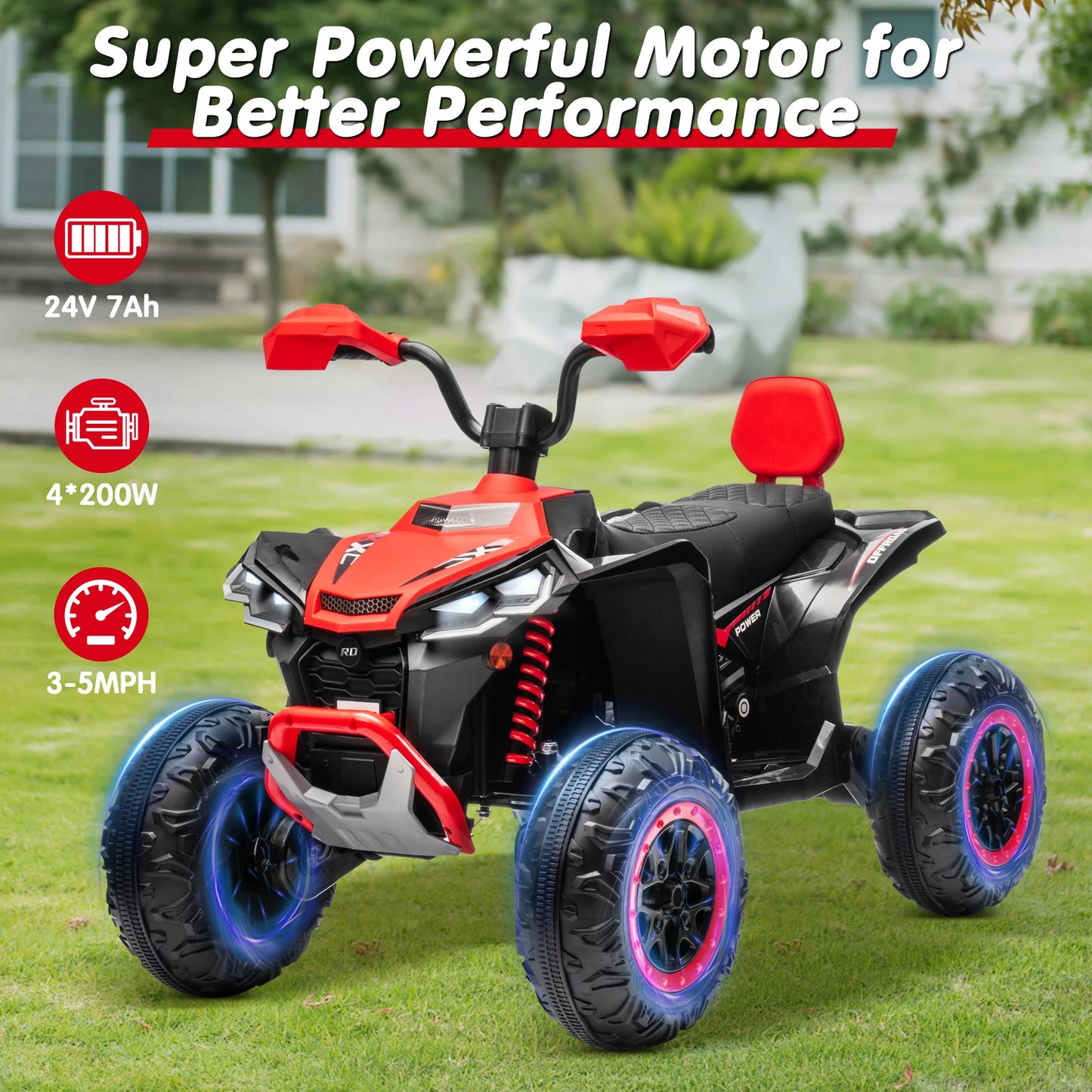 Kids ATV 4 Wheeler, JOYRACER Upgraded 2 Seater 24V Ride On Toy for Big Kid w/800W Powerful Motor, Battery Powered