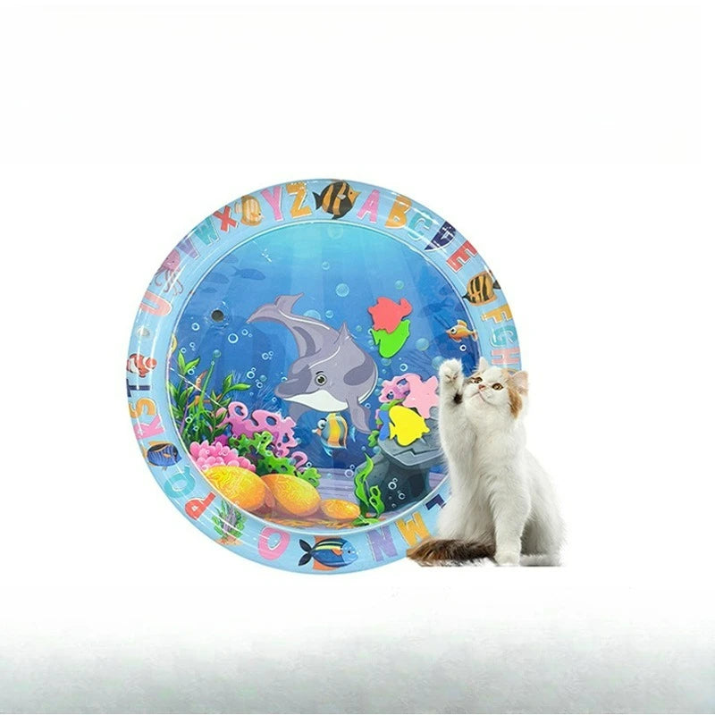 1pc Interactive Fun Design Cat Play Mat with Floating Fish Design Splash-Proof PVC for Indoor Cats