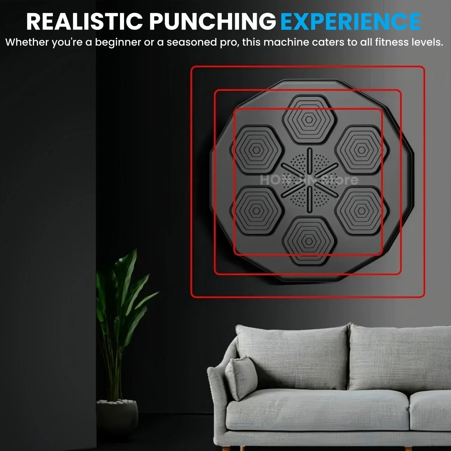 Wall Mounted Smart Musical Boxing Machine with LED Lights Smart Boxing Training Device USB Electronic Wall Mounted Boxing Mat