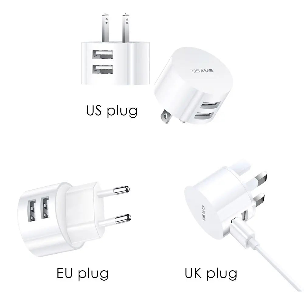 Round Quick Charge Mobile Phone Charging Wall Charger Dual USB Charger Charging Adapter Travel Charger
