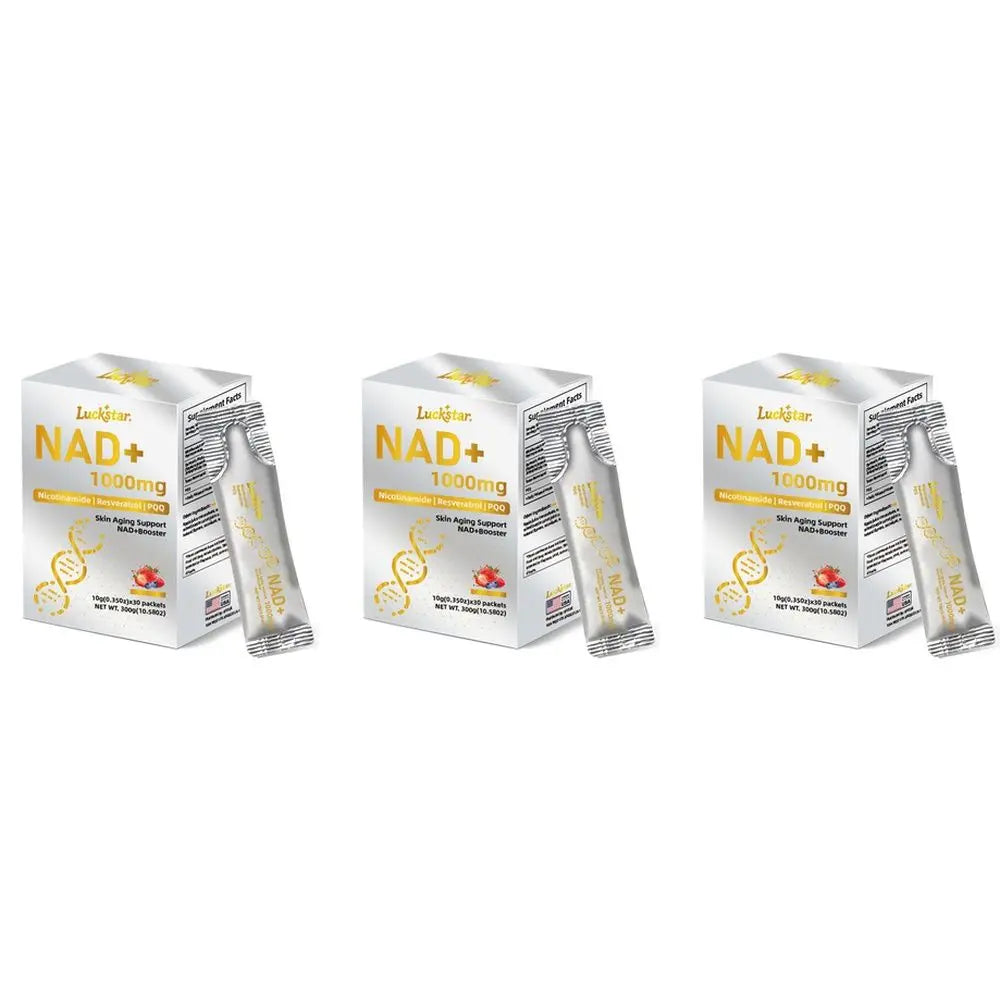 Luckstar NAD+ Supplement 1000mg NAD+ Level Support Skin Aging Support Nicotinamide Riboside Trans-Resveratrol PQQ Plus 30 CT