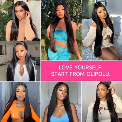 250 Density Bone Transparent Straight Human Hair Wigs Preplucking 38 Inch Straight Hd Lace Frontal Wig 13x6 Brazilian Human Hair