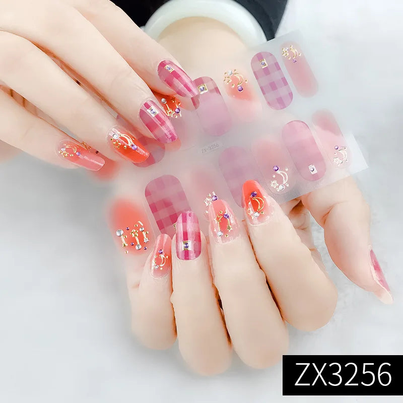 3D Waterproof Nail Art Stickers Self-Adhesive Fashion Colorful Manicure Decal UV LED Lamp Need Gel Nail Decals Nail Decoration