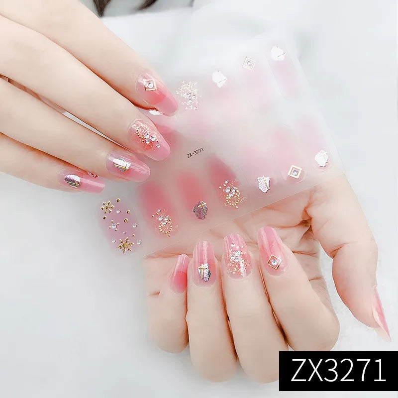 3D Waterproof Nail Art Stickers Self-Adhesive Fashion Colorful Manicure Decal UV LED Lamp Need Gel Nail Decals Nail Decoration