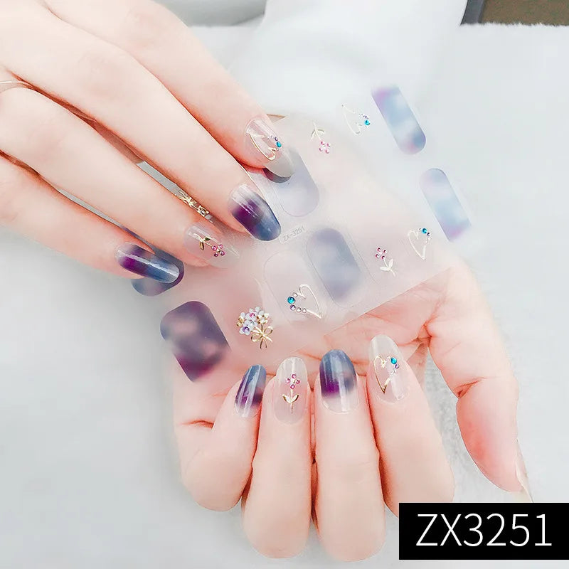 3D Waterproof Nail Art Stickers Self-Adhesive Fashion Colorful Manicure Decal UV LED Lamp Need Gel Nail Decals Nail Decoration
