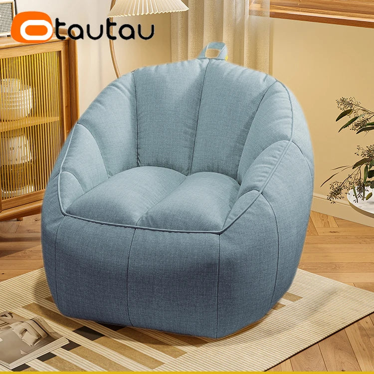 OTAUTAU Cotton Linen Bean Bag Chair with Filling Corner Beanbag Pouf with Ottoman Adults Kids Floor Sofa Nest Couch SF153