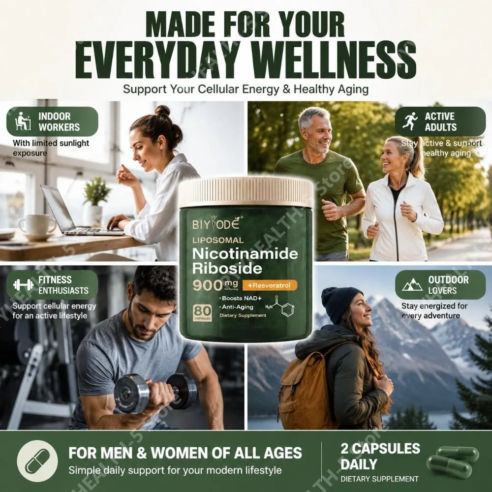 BIYODE Liposomal Nicotinamide Riboside Capsules with NAD+ Boost and Quercetin Phytosome and Trans-Resveratrol 80 Capsules