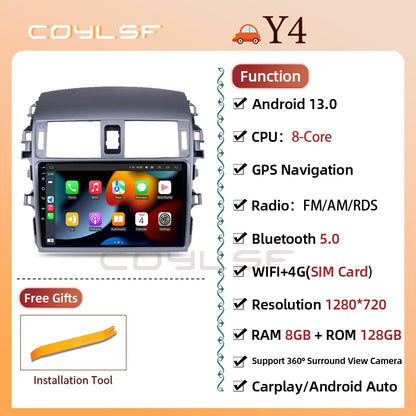 Carplay Android Auto for Toyota Corolla E140/150 2006 2007-2013 Multimedia Automotive Subwoofer Autoradio Android DSP 4G