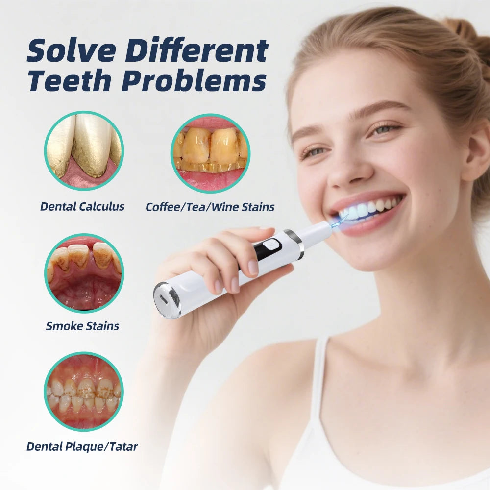 Electric Ultrasonic Dental Scaler with 5 Modes-Oral Tartar & Calculus Remover Teeth Whitening Tooth Stain Cleaner for Oral Care