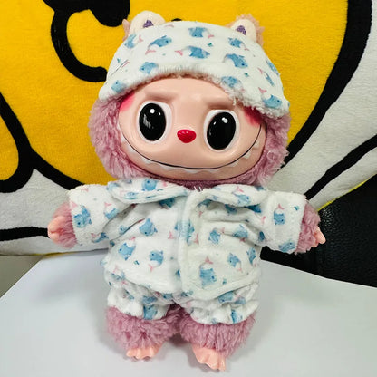 Doll Clothes Accessories for 17cm Labubu Dolls Baby Doll Lovely Pajamas With Eye Mask Stuffed Cotton Toy for Korea Star Kpop EXO