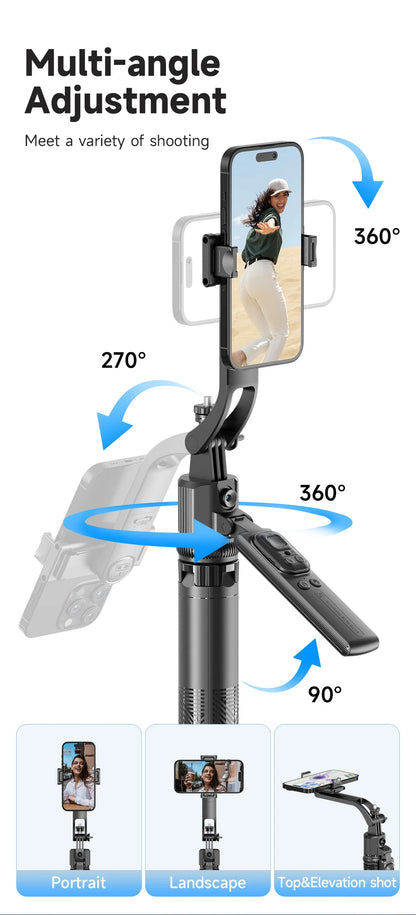 C17 Tripod 360°Auto-Rotation AI Tracking Remote Control Bluetooth Shooting Quadrapod Selfie Stick Stabilizer Optional Fill Light