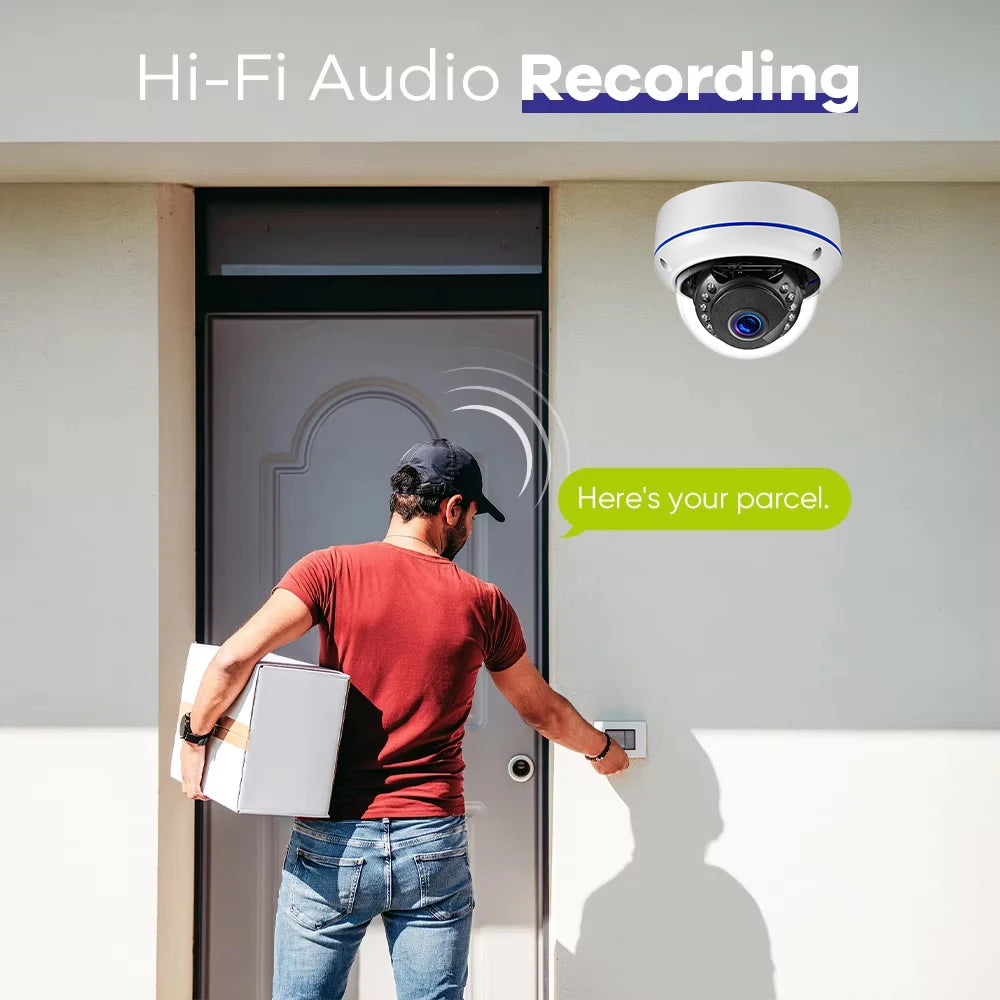 6MP H265+ Tuya Metal Dome POE IP Camera Audio Record CCTV Camera Vandalproof IP66 Outdoor Home Security Video Human Detection