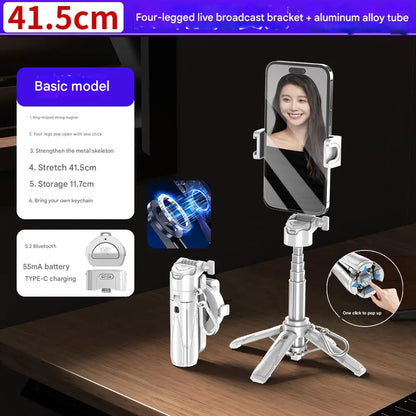 2025 New Upgraded Magnetic Design Mini Bluetooth Portable Telescopic Multi functional Tripod Phone Selfie Stick