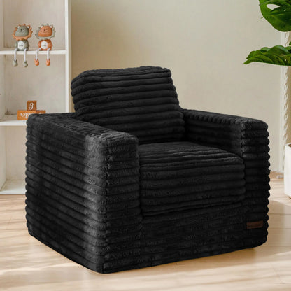 Kids Bean Bag Chair, Comfy Faux Fur Bean Bag Sofa with Filler, Upholstered Floor Sofa with Pillows and Armrests, Lazy Floor Chai