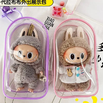 Ropa Labubu Transparent Protector Case Display Bag For 15/17cm Labubu V2 Storage Bag Doll Outfit Accessories【Only Case】