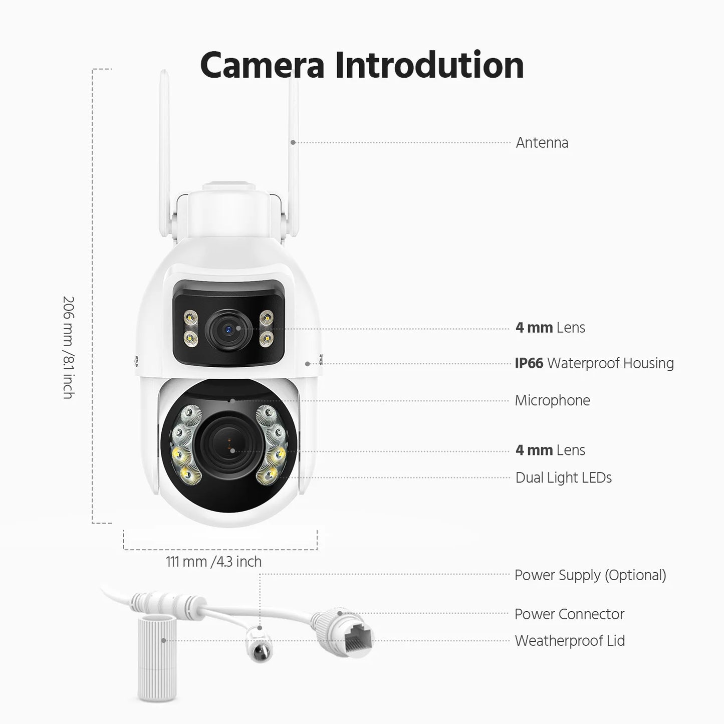 ANNKE WCD1012 10MP Dual Lens PTZ Camera 2.4G 12X wifi security camera Color Night Vision 1/2/4 PCS outdoor surveillance camera