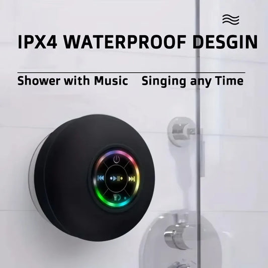 New Bathroom Waterproof Wireless LED Bluetooth Speaker Large Suction Cup Mini Portable Speaker Outdoor Sports Stereo Speaker Merit Sell