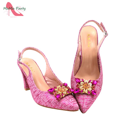 Royal Blue Nigerian Wedding Shoes Fashion Elegant African Women Pointed Toe Sandals with Stone High Heels Summer Women Pumps