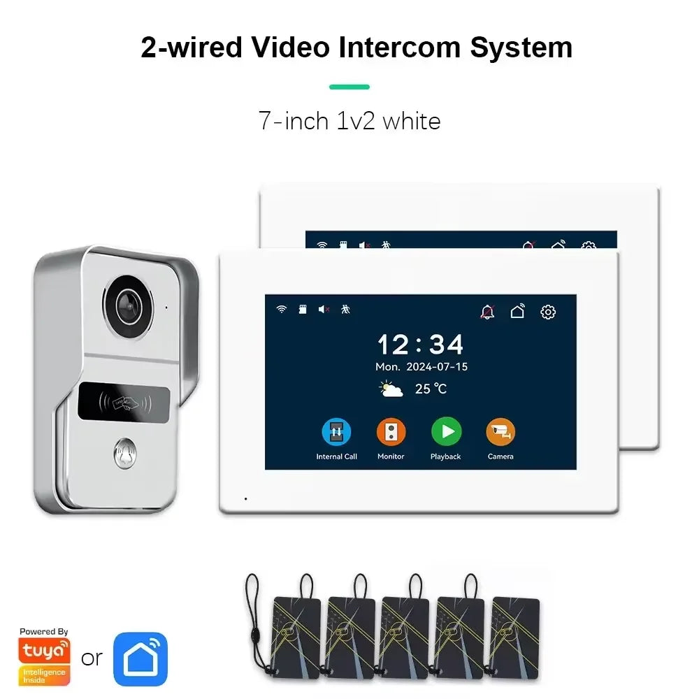 ANJIELO Smart Wifi 2-line intercom video Doorbell System 7/10-inch monitor 1080P doorbell camera Video doorbell Cartuya unlock