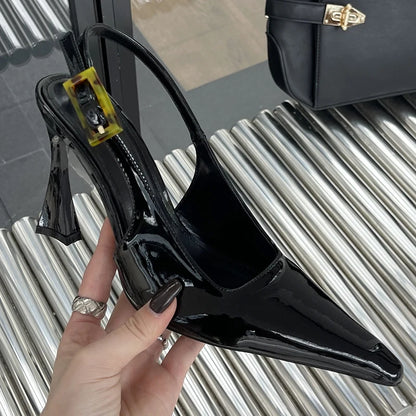 New In 2025 Pumps Footwear Elegant Women Heeled Shoes Fashion Buckle Strap Female Pointed Toe Slingbacks Ladies High Heels Shoes