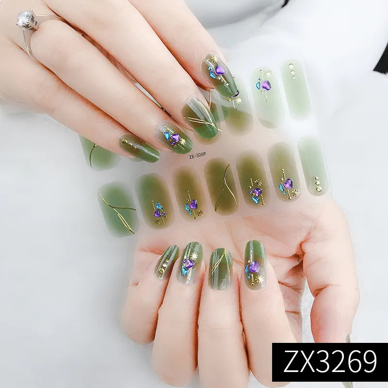 3D Waterproof Nail Art Stickers Self-Adhesive Fashion Colorful Manicure Decal UV LED Lamp Need Gel Nail Decals Nail Decoration