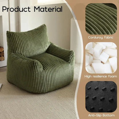 Bean Bag Chair for Adults, Oversized Beanbag Sofa with Armrests and Back Support, Filler Included, Ultra Soft Stuffed Floor Cou