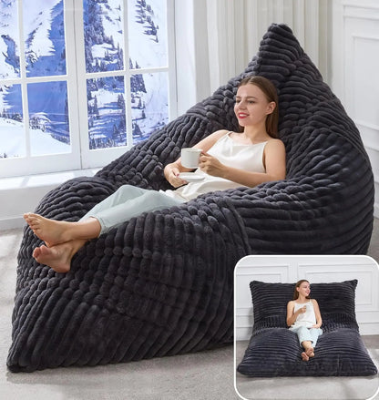 3 in 1 Bean Bag Chair Giant Bean Bag Chairs Convertible Bean Bag Floor Cushion with Machine Washable Cover Beanbag Chairs