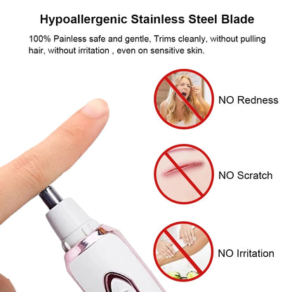 Epilator for Women 4 in 1 Hair Removal Painless Electric Razor Lady Shaver Eyebrow Nose Ear Face Body for Armpit Bikini Portable