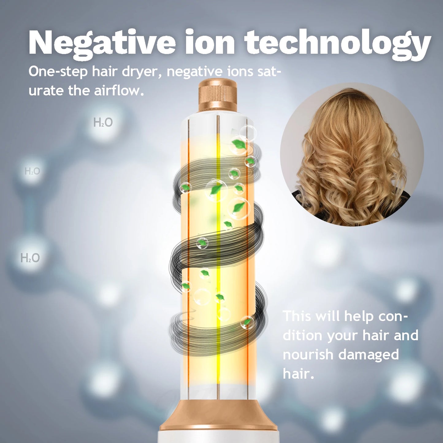 UKLISS Hair Dryer & Styler 5 in 1, Auto Curling Air Brush with Round Brush Hairdryer