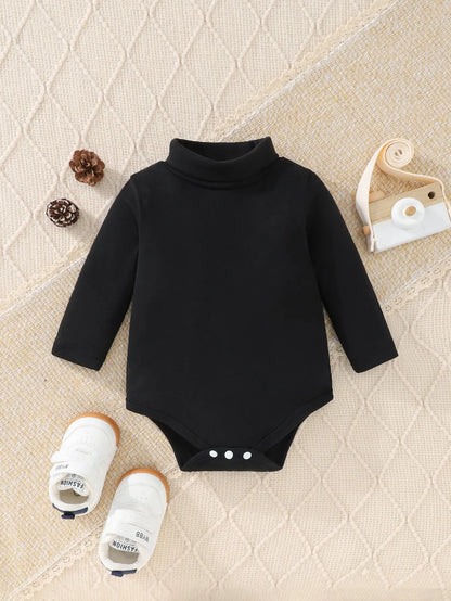 3Pairs/Lot Baby Girl Autumn And Winter Comfortable Warm Simple Solid Color Casual Velvet High Neck Long Sleeve Triangle Clothing