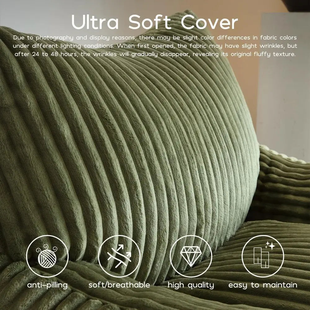 Bean Bag Chair for Adults, Oversized Beanbag Sofa with Armrests and Back Support, Filler Included, Ultra Soft Stuffed Floor Cou