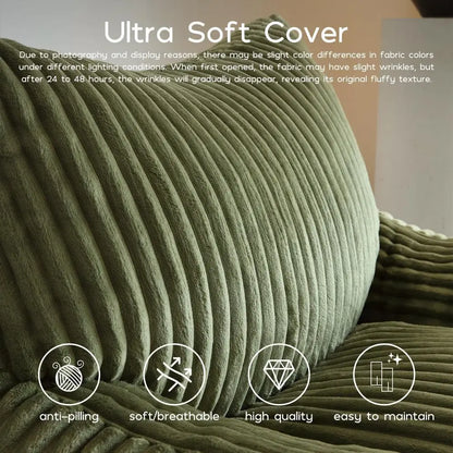 Bean Bag Chair for Adults, Oversized Beanbag Sofa with Armrests and Back Support, Filler Included, Ultra Soft Stuffed Floor Cou