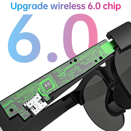 Smart Glasses AI Translator Hands-Free Music & Calls BT Sunglasses UV Protection Outdoor Sports Headphones for Men & Women