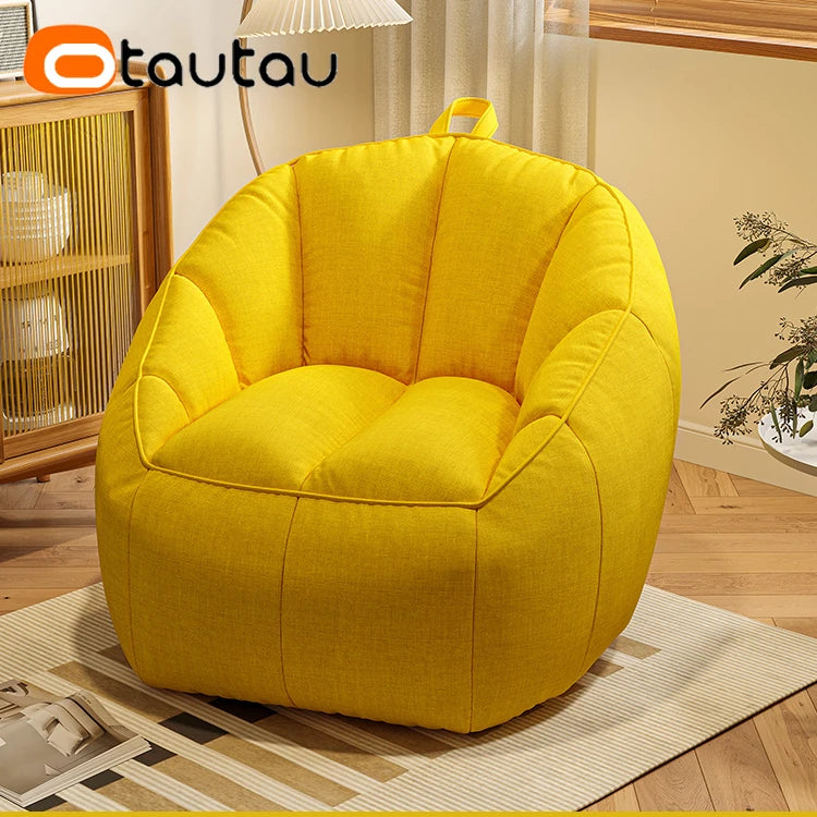 OTAUTAU Cotton Linen Bean Bag Chair with Filling Corner Beanbag Pouf with Ottoman Adults Kids Floor Sofa Nest Couch SF153