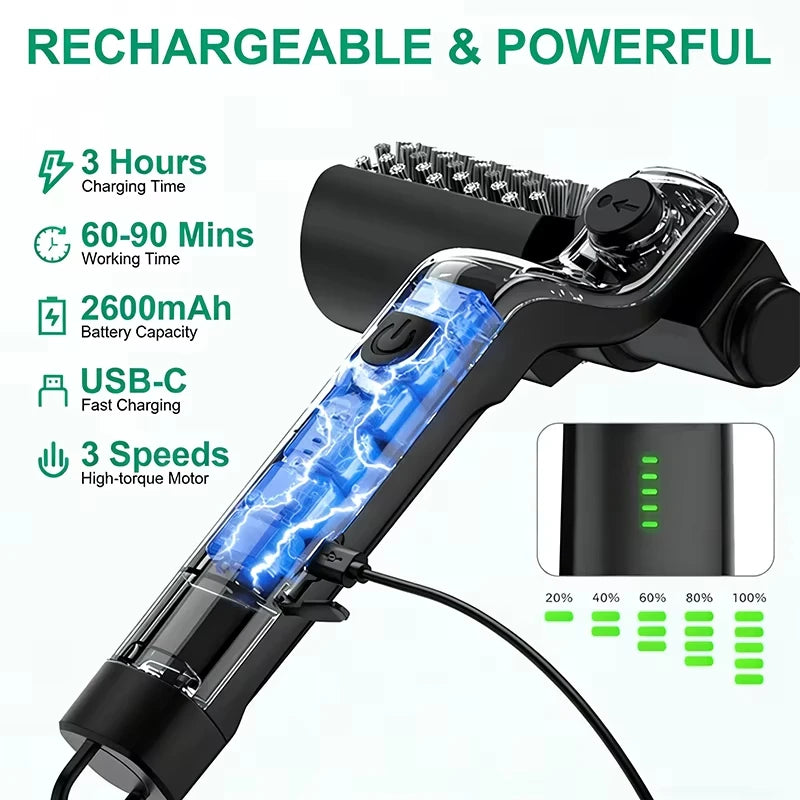 BBQ Grill Brush 3-Speed Settings Electric Grill Brush,180° Adjustable Head,90 Mins Grill Cleaner for Outdoor Griddles Smokers