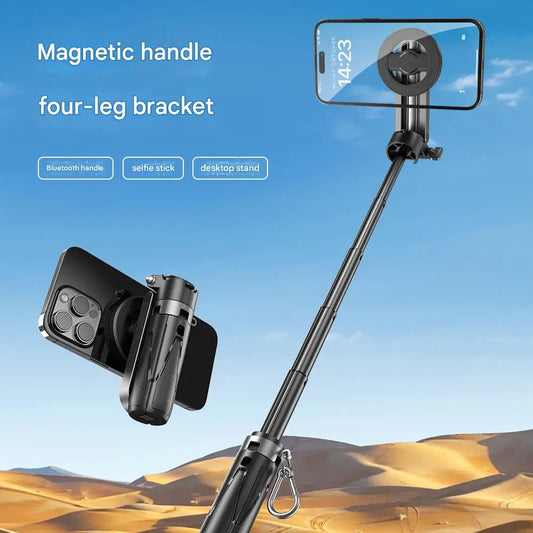 2025 New Upgraded Magnetic Design Mini Bluetooth Portable Telescopic Multi functional Tripod Phone Selfie Stick