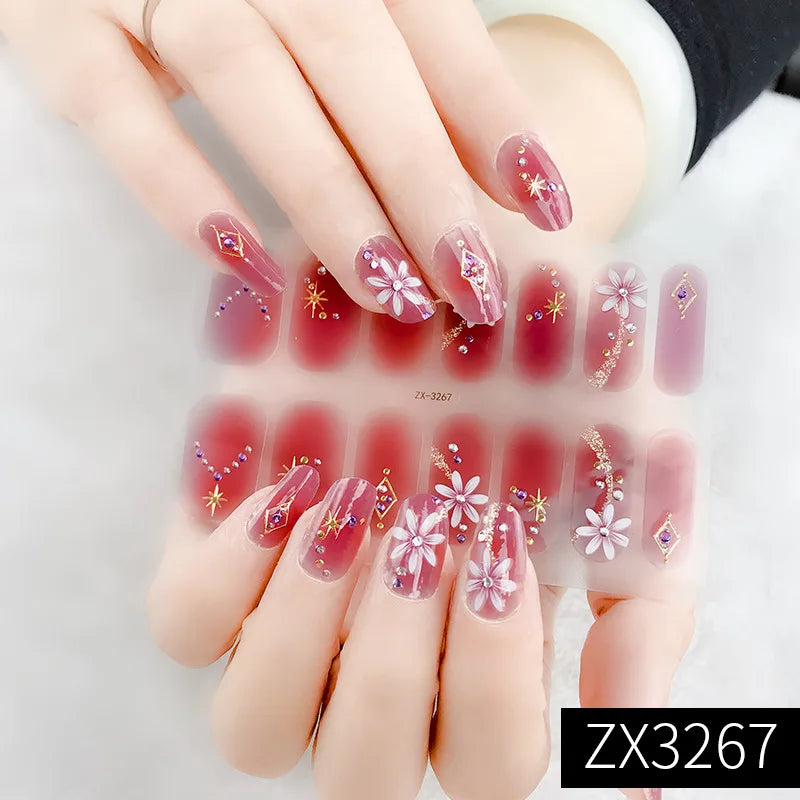 3D Waterproof Nail Art Stickers Self-Adhesive Fashion Colorful Manicure Decal UV LED Lamp Need Gel Nail Decals Nail Decoration