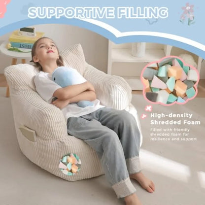 Bean Bag Chair Stuffed Toddler Bean Bag Sofa with Filler Bean Bag Chair for Boys and Girls Lazy Sofa with Pocket Floor Chair fo