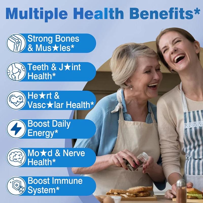 Calcium Supplements, with Vitamin D3 K2, Strong Bone Teeth Joints, Support Heart & Brain Health, for Immune System