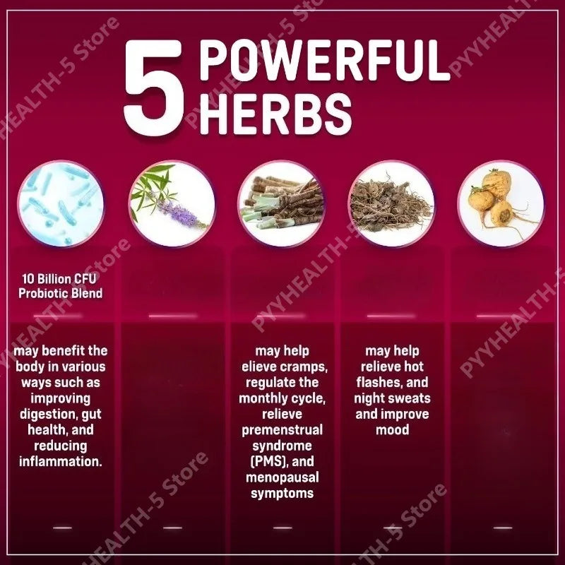 Hormone Balance Supplement Capsules + Probiotics for Women Menopause Relief PMS Non GMO 120 Capsules