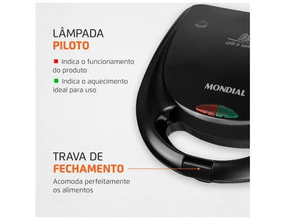 Sandwiches Mondial Fast Grill S-12 Black 750W - 220V