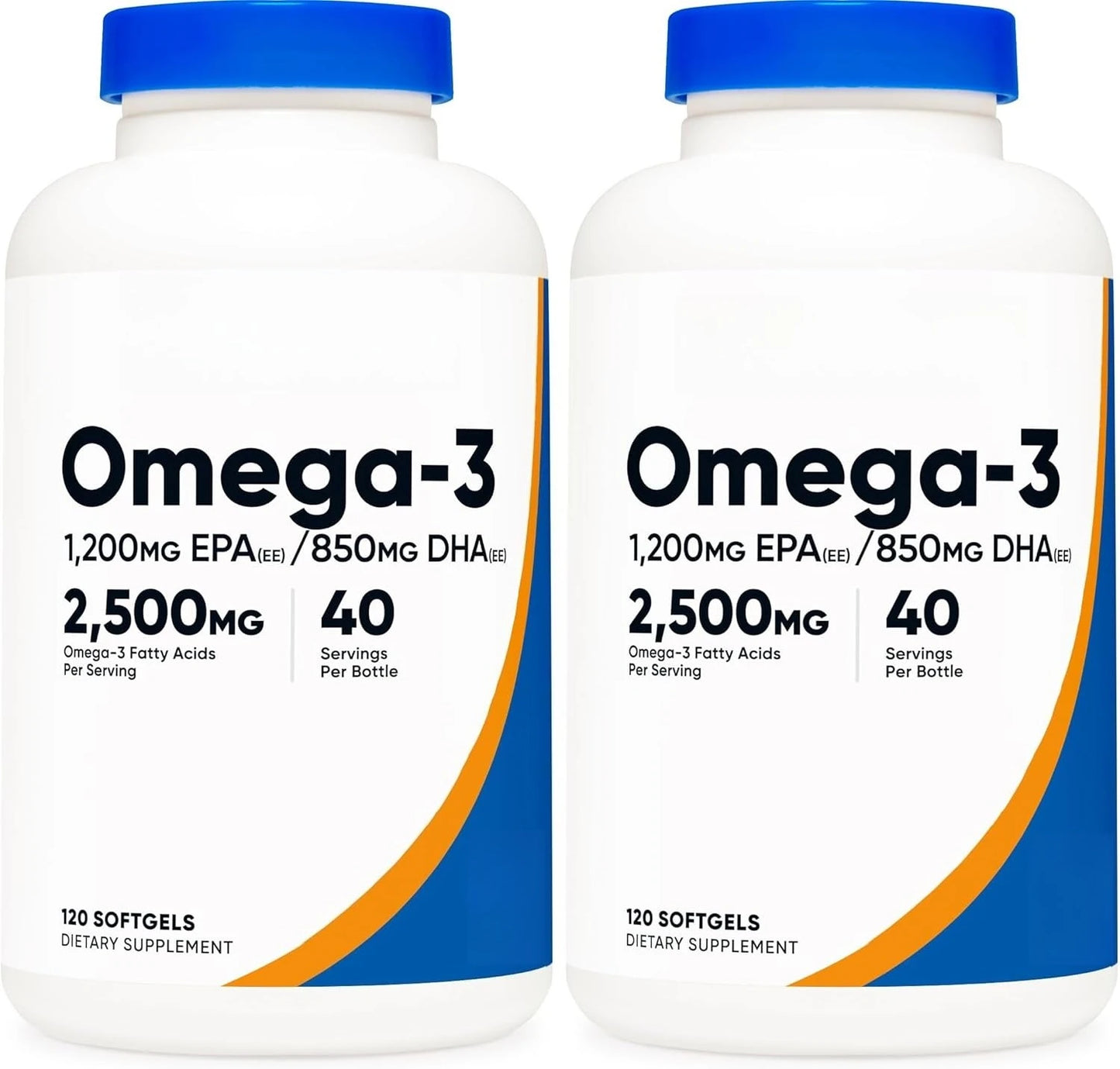 Omega-3 Fish Oil 2500mg Softgels with EPA 1200mg & DHA 850mg, High Potency Daily Wellness Support, Non-GMO, 120 Count