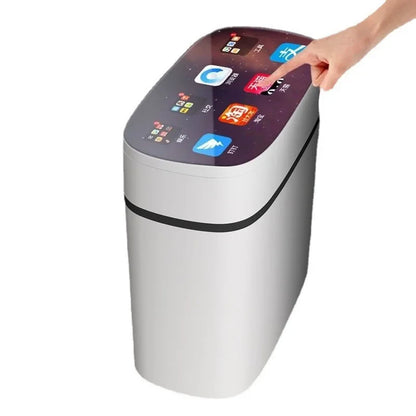 Large Capacity Smart Home Intelligent Induction Trash Can with Automatic Opening Lid for Household Toilet