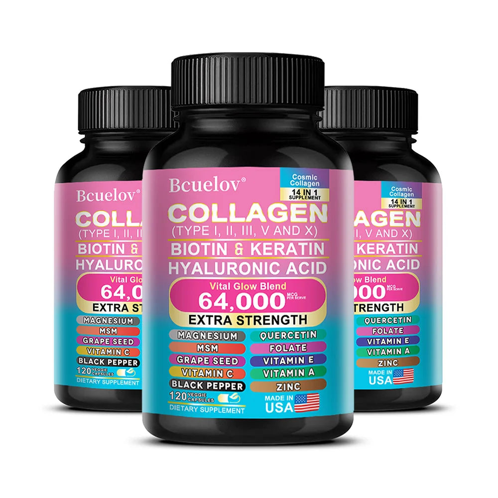 Collagen Peptide Capsules - Hair, Nail, Skin, and Joint Health Supplements, Boosts Energy, Tightens Skin, Antioxidant