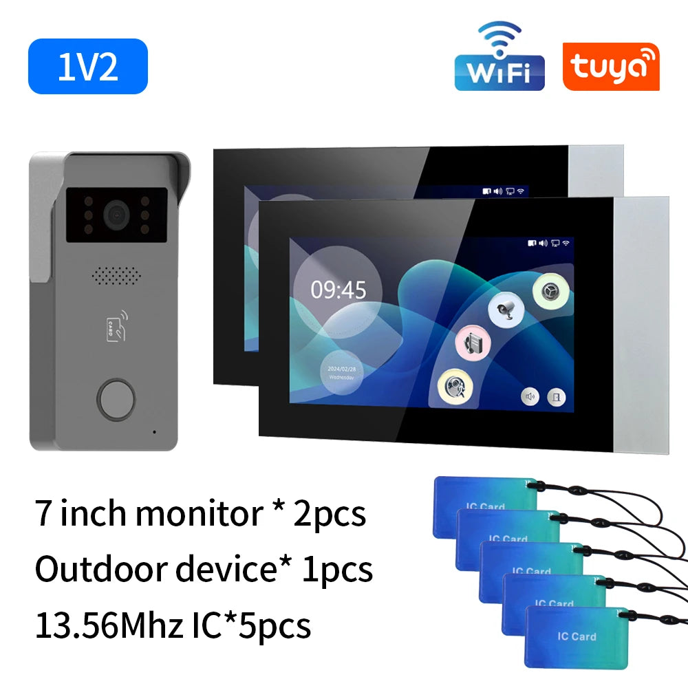 Wifi 1080P Video Intercom Video Doorbell Color Touch Screen Camera Access Control Security IP Villa RFID Support Tuya App