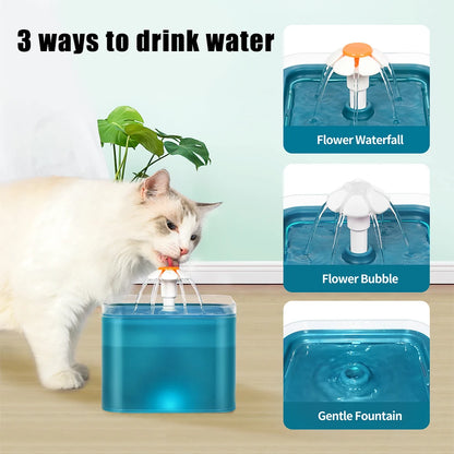 Pet Water Dispenser with Recirculate Filtring Cat Drinking Fountain USB Charging for Fresh Water with LED Lighting Automatic