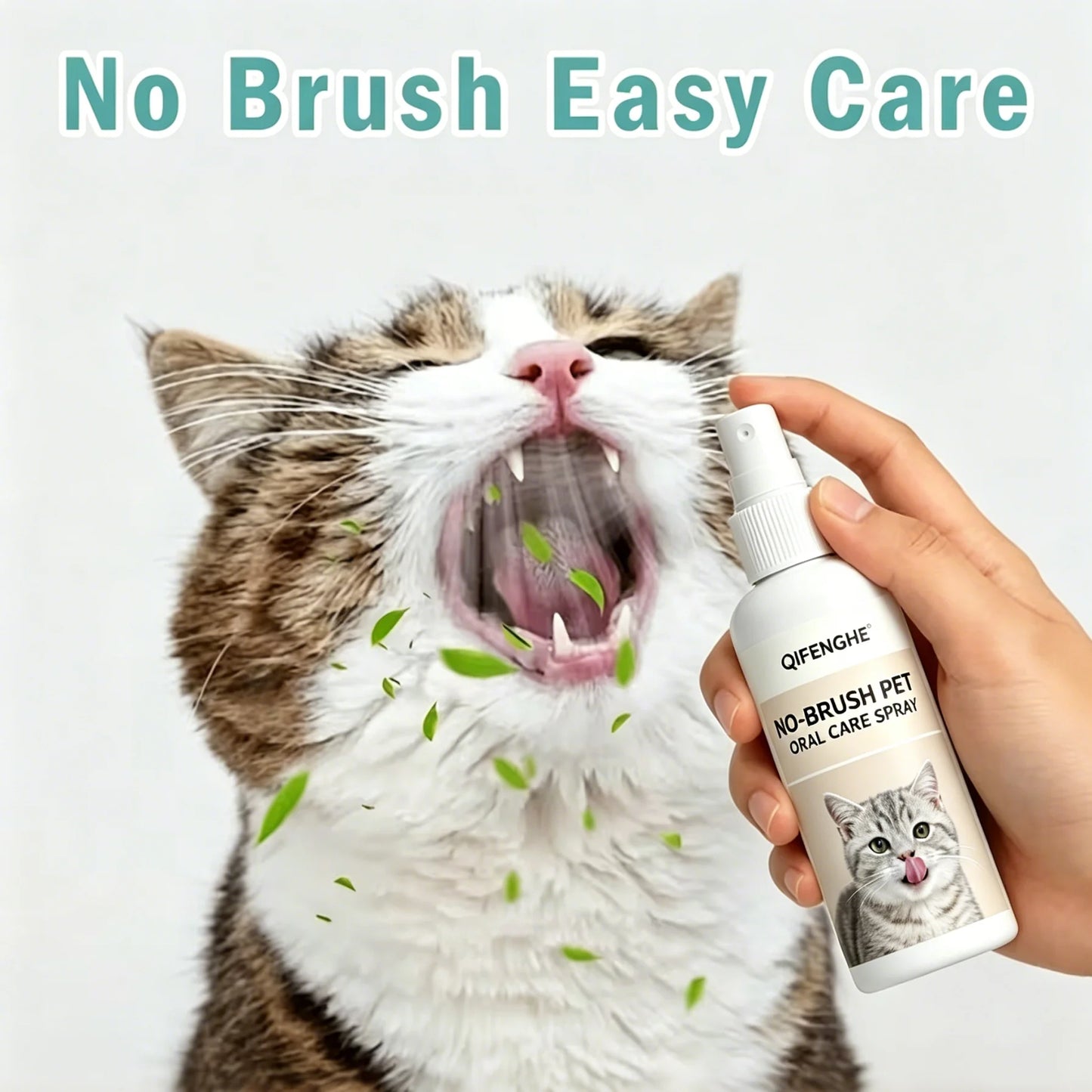 NO-BRUSH PET ORAL CARE SPRAY,  Fresh Breath for Cats & Dogs, Daily Oral Hygiene Cleaner for All Breeds