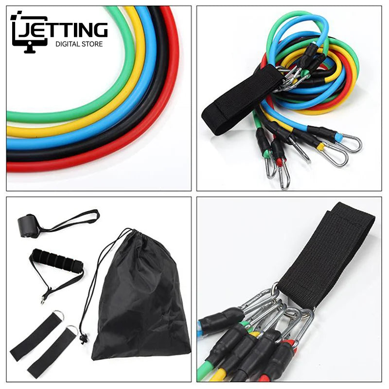 TPE Resistance Band Set Color Fitness Band Pull Rope Elastic Training Band With Door Anchor Handles Carry Bag Legs Ankle Straps